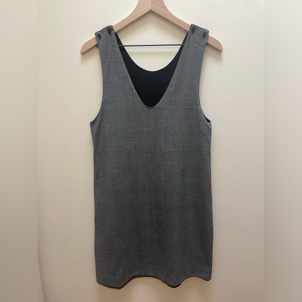 VETTA XS Reversible Front/Back Grey Plaid/Black Dress